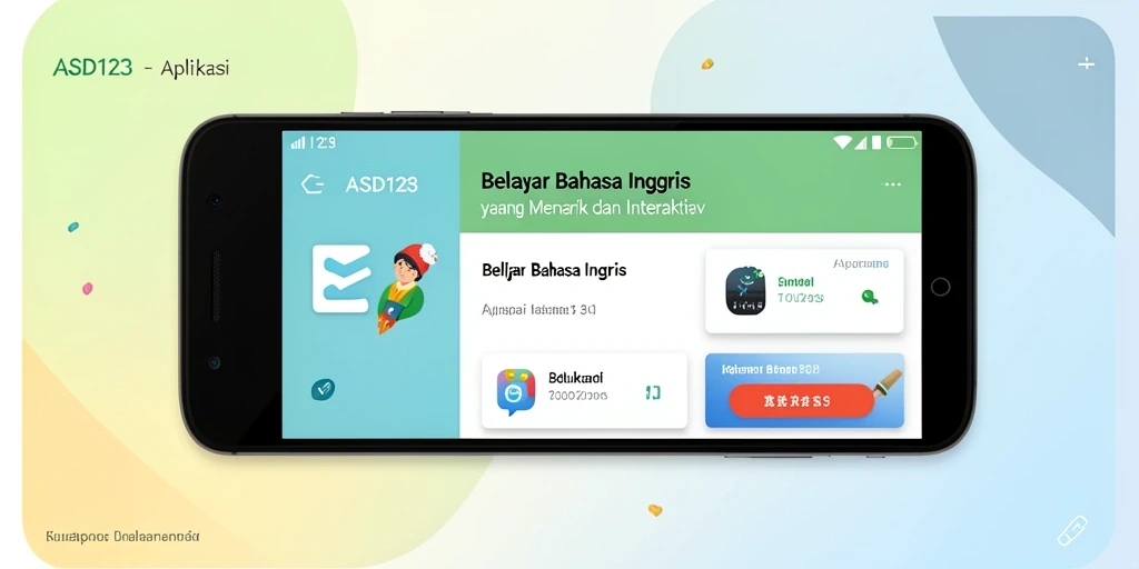 Antarmuka aplikasi ASD123 yang interaktif untuk belajar Bahasa Inggris.