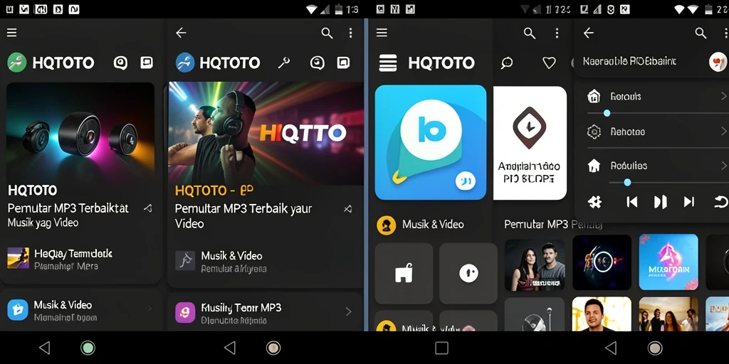 Tampilan antarmuka Pemutar MP3 HQTOTO dengan desain modern.
