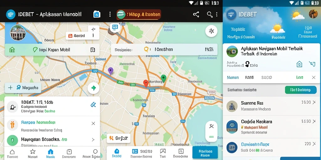 Tampilan antarmuka aplikasi Navigasi Mobil IDEBET yang informatif dan interaktif.
