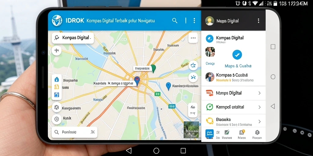 Tampilan antarmuka utama aplikasi kompas digital IDROK.