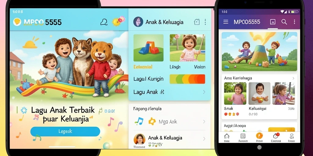 Tampilan antarmuka MPO555 yang menarik dengan lagu-lagu anak.