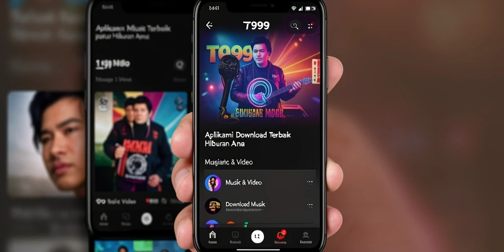Tampilan antarmuka T9999 yang menarik untuk Download Musik.